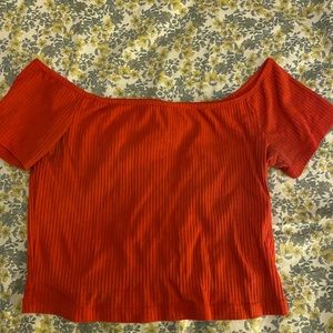 red off the shoulder tee shirt!